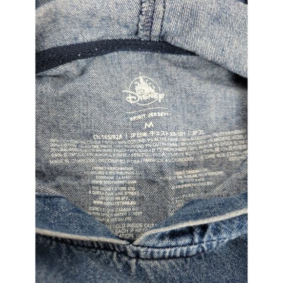 Rare Disney Resort Medium Denim Hoodie Pullover Spellout Script‎ Spirit Jersey - Picture 5 of 16